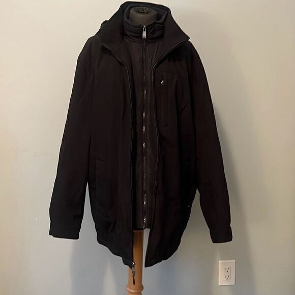 Weatherproof Black Waterproof Hooded Double Layer Parka Jacket Size Large - Picture 10 of 15